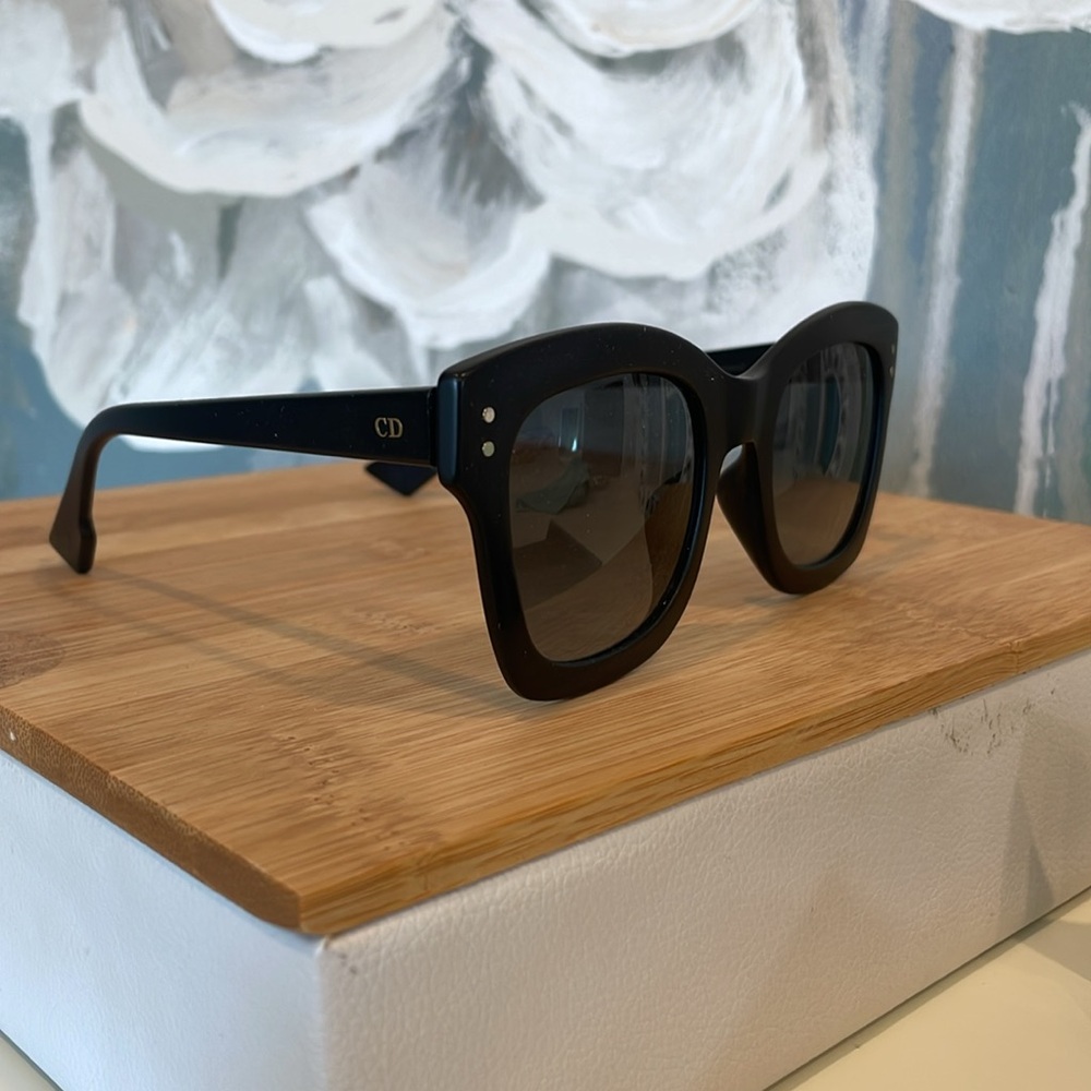 Christian Dior Black Frame Sunglasses & Case - Picture 3 of 7